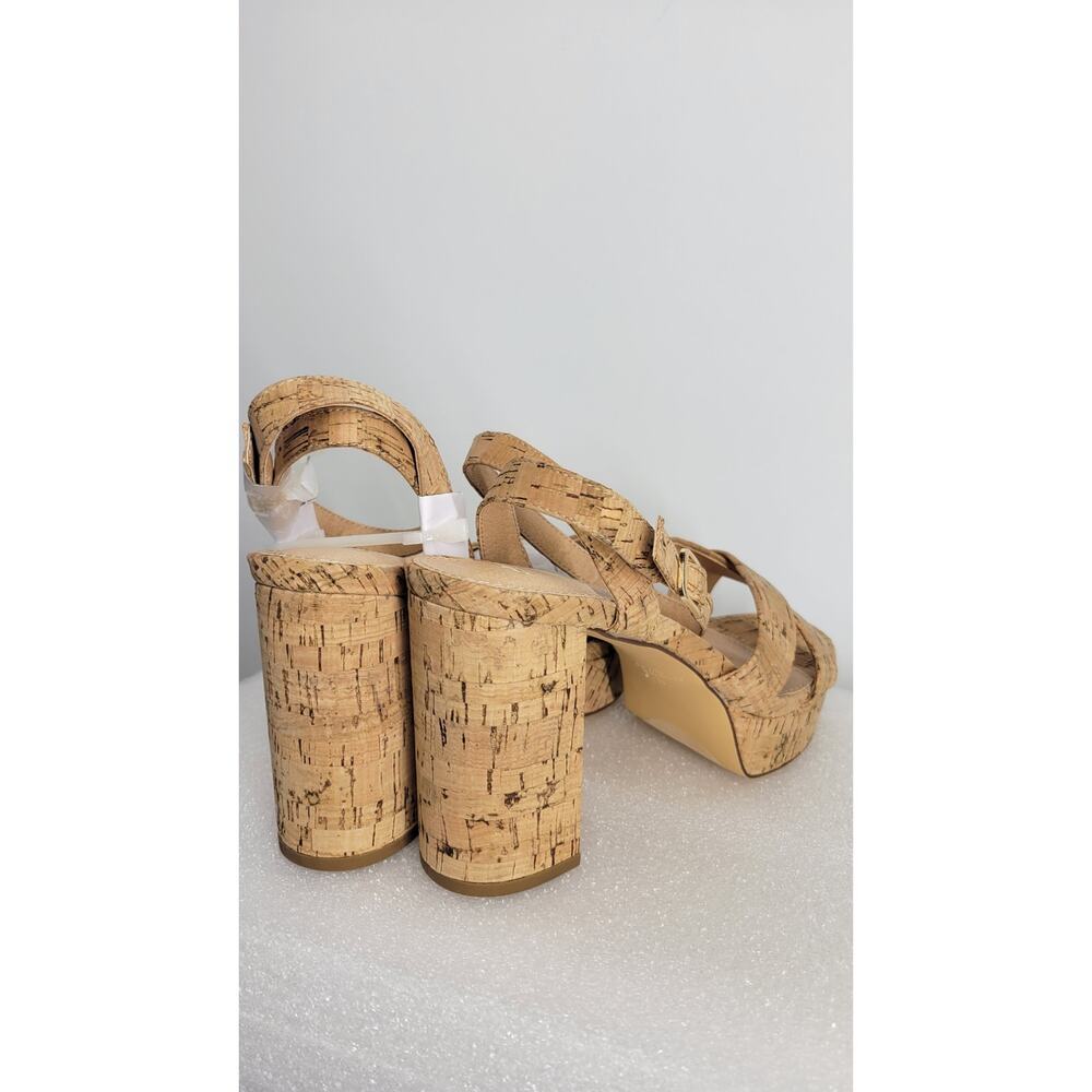 Lulus Selah Cork Ankle Strap Heels Size 7.5 - Picture 5 of 11